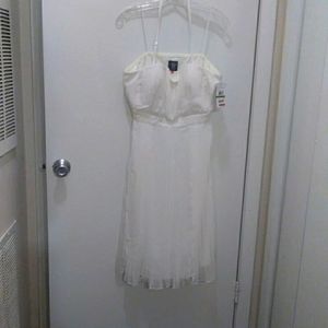 NWT Antique White halter dress with pleats